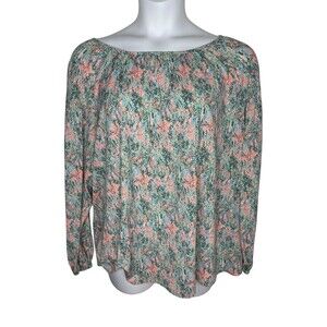 Ava & Viv‎ Womens 1X Tunic Top Shirt Abstract 3/4 Sleeve Boat Neck Stretch